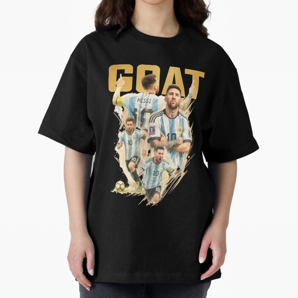 GOAT Lionel Messi watercolor illustration Oversized T-Shirt Turn Football Passion into Global Football Passion for FIFA World Cup 2026 Group Stage, Inspired by Mbappe and Neymar, Netherlands, Stadium Chants, National Pride, Trophy Dreams and