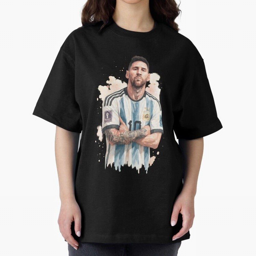 Lionel Messi watercolor illustration Classic T-Shirt Refresh the FIFA World Cup 2026 Group Stage Journey through CR7 and Messi Highlights, Germany Pride, Stadium Chants, National Pride, Trophy Dreams and Unforgettable Football Memories; Ideal for