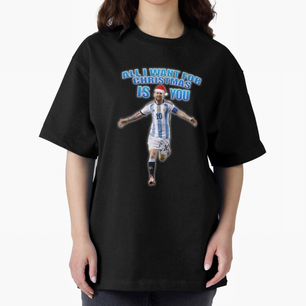Lionel Messi Christmas Santa Claus Football Gift Oversized T-Shirt Stand Proud for FIFA World Cup 2026 Capturing Neymar, Netherlands Energy, Retro Football Energy, Iconic Rivalries, Trophy Chase Drama and Stadium Atmosphere; Built for Supporters