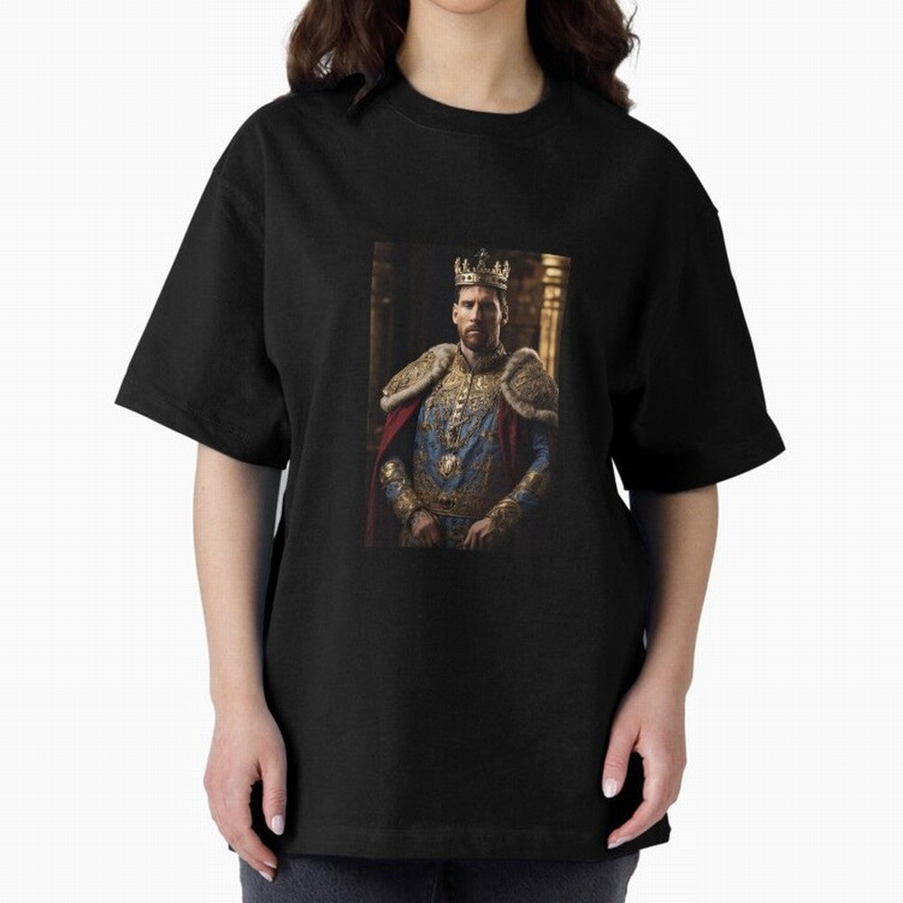 Lionel Messi, the king Oversized T-Shirt Show Support during Match Day Hype around FIFA World Cup 2026 USA Canada Mexico, Cristiano Ronaldo, Haaland and CR7, Brazil, Portugal and Argentina, Championship Spirit, Famous Goals, Roaring Crowds and