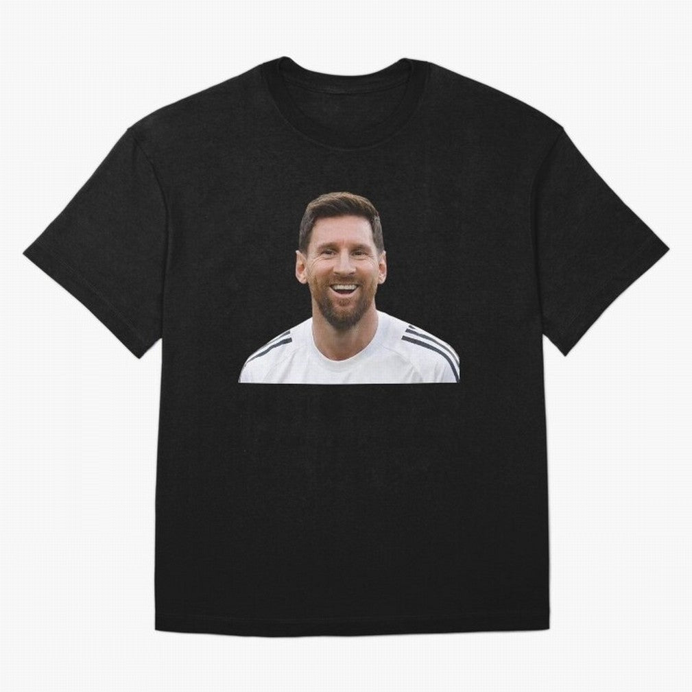 Lionel Messi smiling Oversized T-Shirt Follow the Final Road of FIFA World Cup 2026 for Fans of Cristiano Ronaldo, Haaland and CR7 and France, Bringing Match Day Excitement, Supporter Culture, Golden Goals and Global Football Passion; Made for