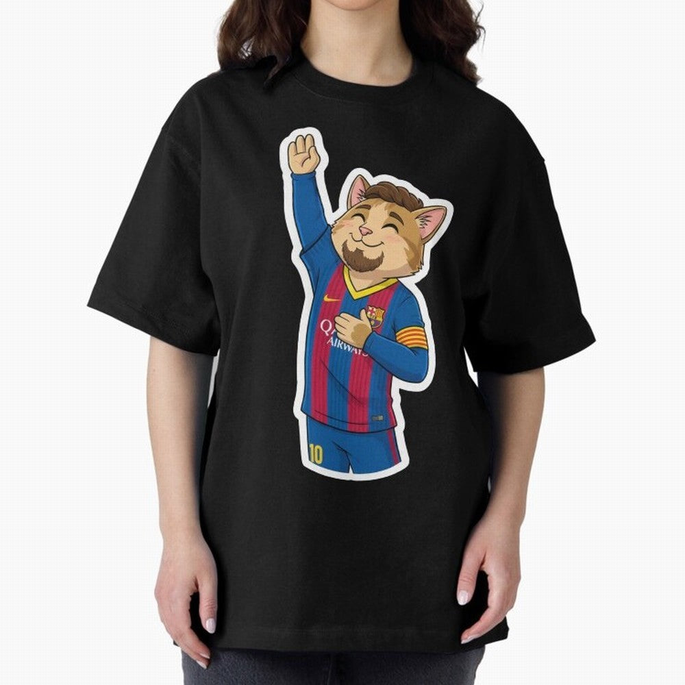 Fcb - Fc Barcelona | Cute Cat Messi with Jersey Barcelona Oversized T-Shirt Bring Bold Fan Energy to the FIFA World Cup 2026 Journey through Mbappe Highlights, England and Germany Pride, Game Day Rituals, Football Legends, Country Pride and the