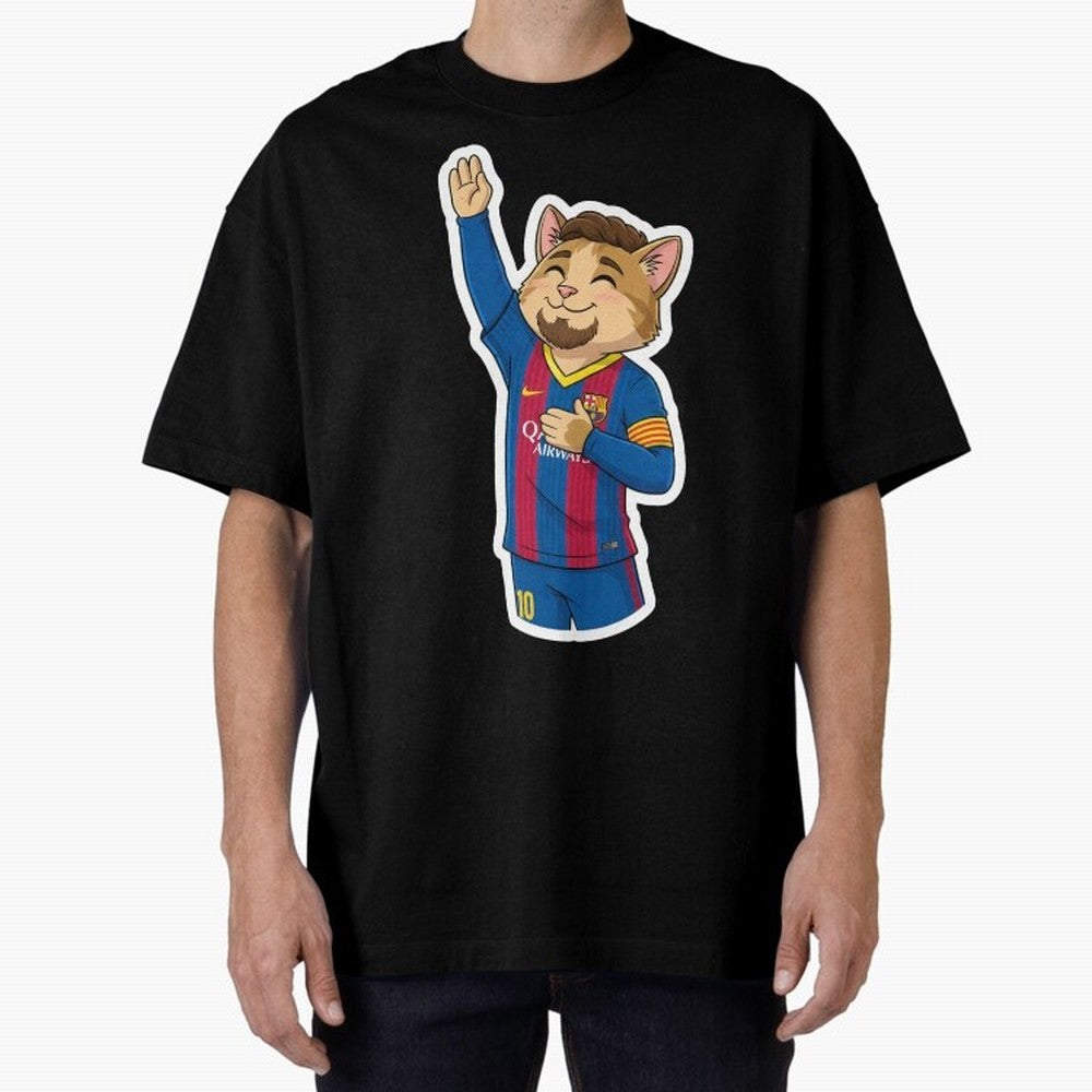Fcb - Fc Barcelona | Cute Cat Messi with Jersey Barcelona Oversized T-Shirt Bring Bold Fan Energy to the FIFA World Cup 2026 Journey through Mbappe Highlights, England and Germany Pride, Game Day Rituals, Football Legends, Country Pride and the