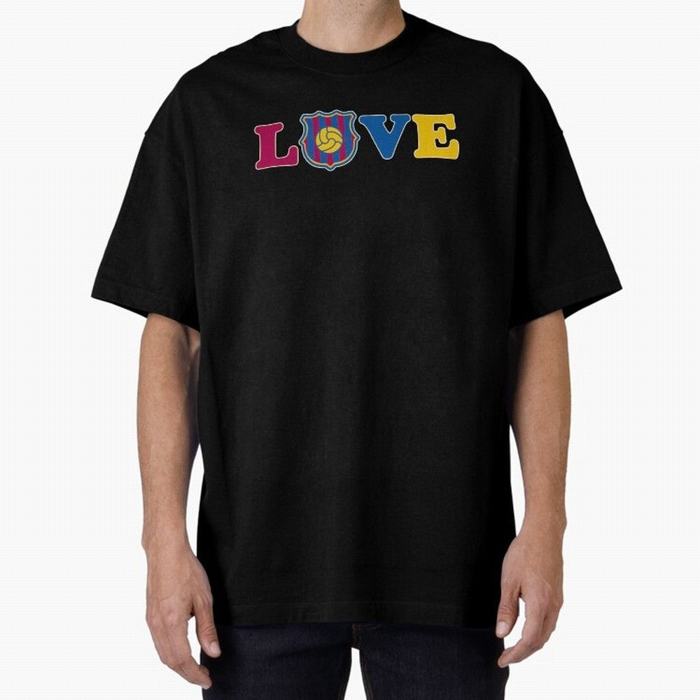 Love Barcelona Oversized T-Shirt Relive Match Day Hype around FIFA World Cup 2026 USA Canada Mexico, Cristiano Ronaldo, Haaland and CR7, England and Germany, Sports Nostalgia, International Competition, Famous Players and Unforgettable Victories;