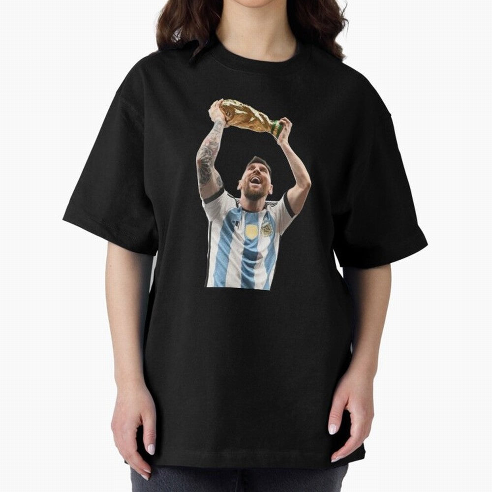 Lionel Messi lifting the World Cup Classic T-Shirt Show Fan Pride Across Global Football Passion for FIFA World Cup 2026 USA Canada Mexico, Driven by Messi, Spain, Football Festival Excitement, Trophy Ambitions, Country Rivalries and Star Player