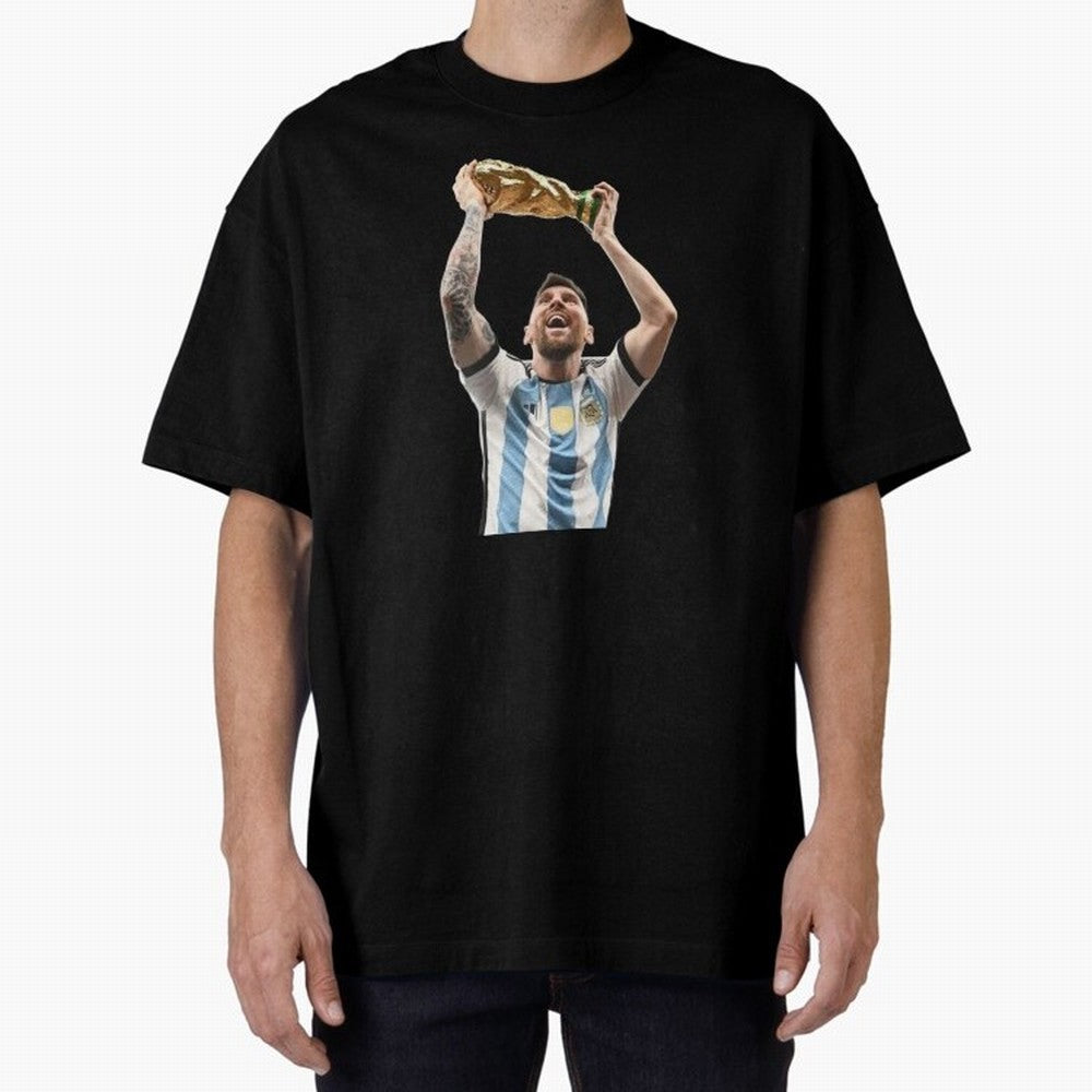 Lionel Messi lifting the World Cup Classic T-Shirt Show Fan Pride Across Global Football Passion for FIFA World Cup 2026 USA Canada Mexico, Driven by Messi, Spain, Football Festival Excitement, Trophy Ambitions, Country Rivalries and Star Player