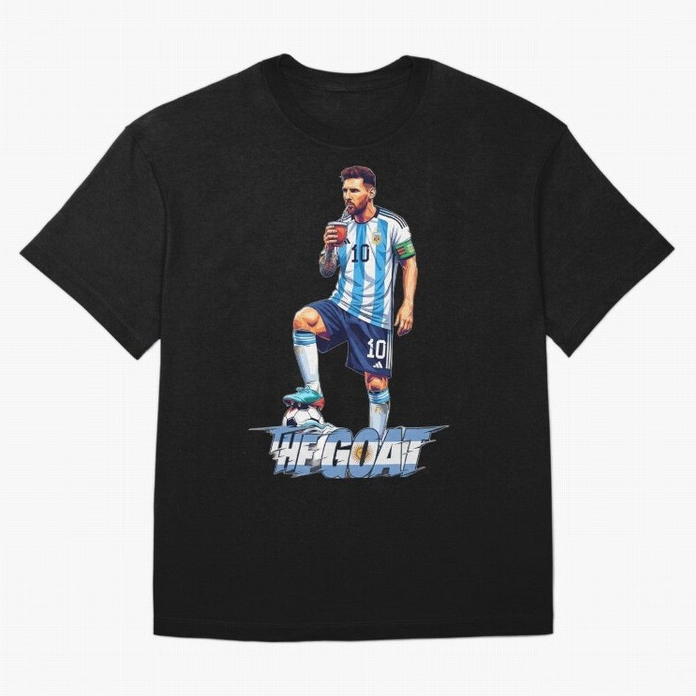 Messi Illustrated Style Drinking Mate ¨C Unique Design by The Goat Classic T-Shirt Join Supporters Worldwide for FIFA World Cup 2026 Group Stage for Fans of Neymar, Haaland and Cristiano Ronaldo and Argentina and Brazil, Bringing Tournament Hype,