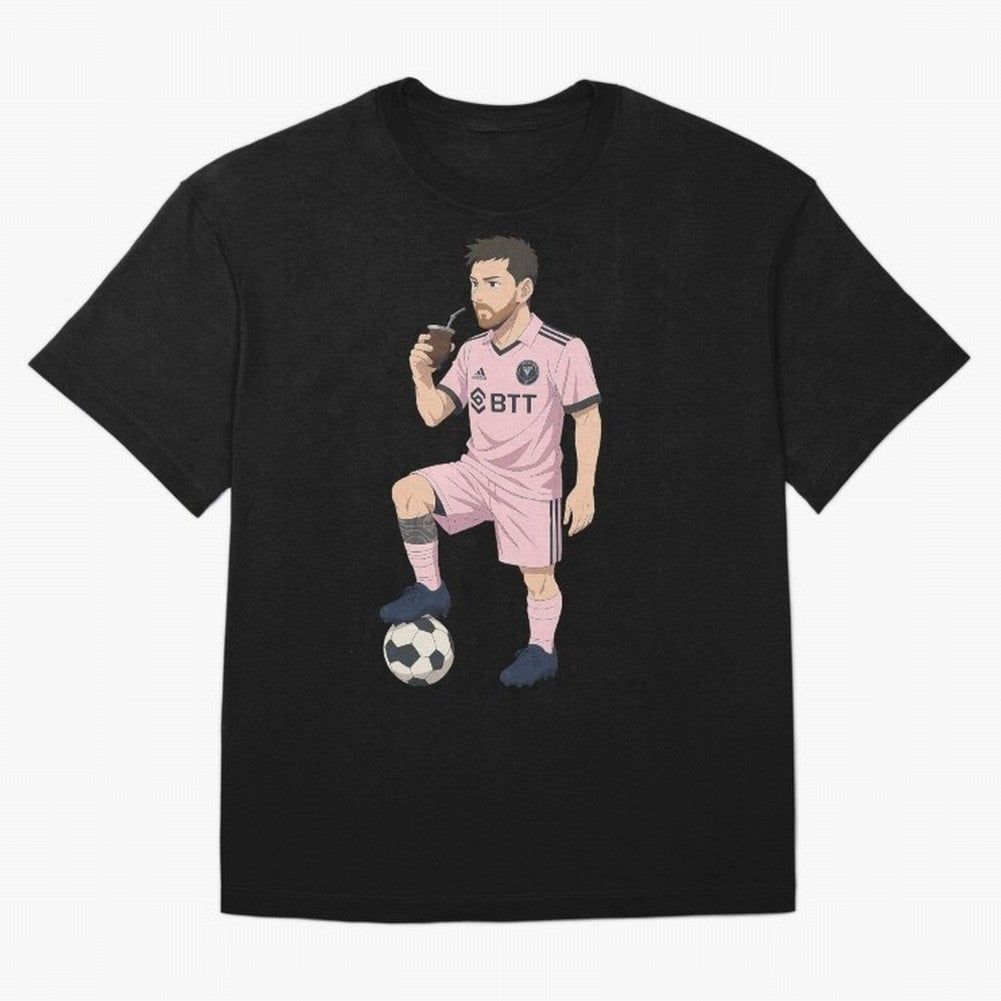 Lionel Messi Anime Style Drinking Mate - The Goat Inter Miami Classic T-Shirt Cheer through Every Moment of Global Football Passion for FIFA World Cup 2026, Driven by Mbappe, Brazil, Portugal and Argentina, Goal Celebration Energy, Supporter
