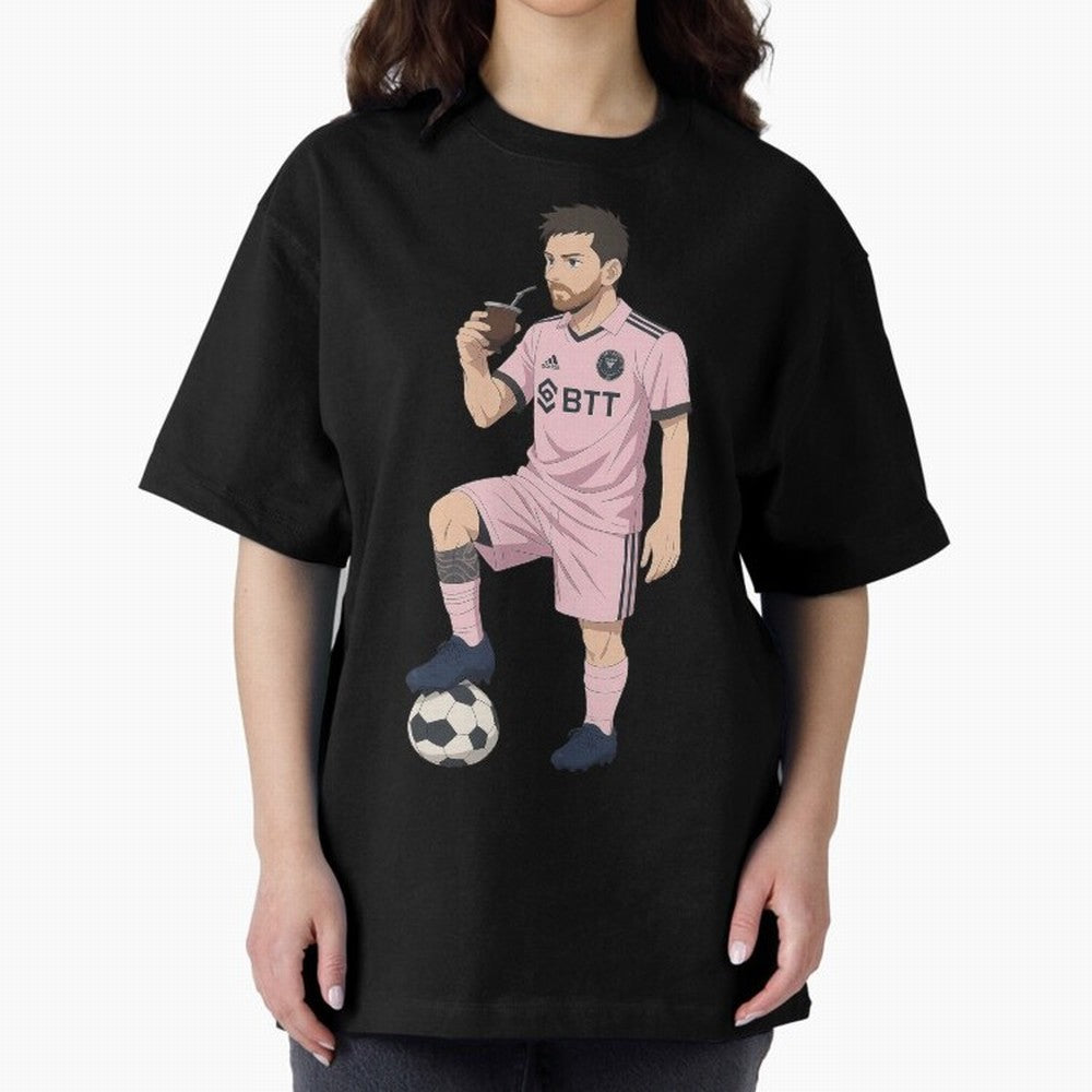 Lionel Messi Anime Style Drinking Mate - The Goat Inter Miami Classic T-Shirt Cheer through Every Moment of Global Football Passion for FIFA World Cup 2026, Driven by Mbappe, Brazil, Portugal and Argentina, Goal Celebration Energy, Supporter