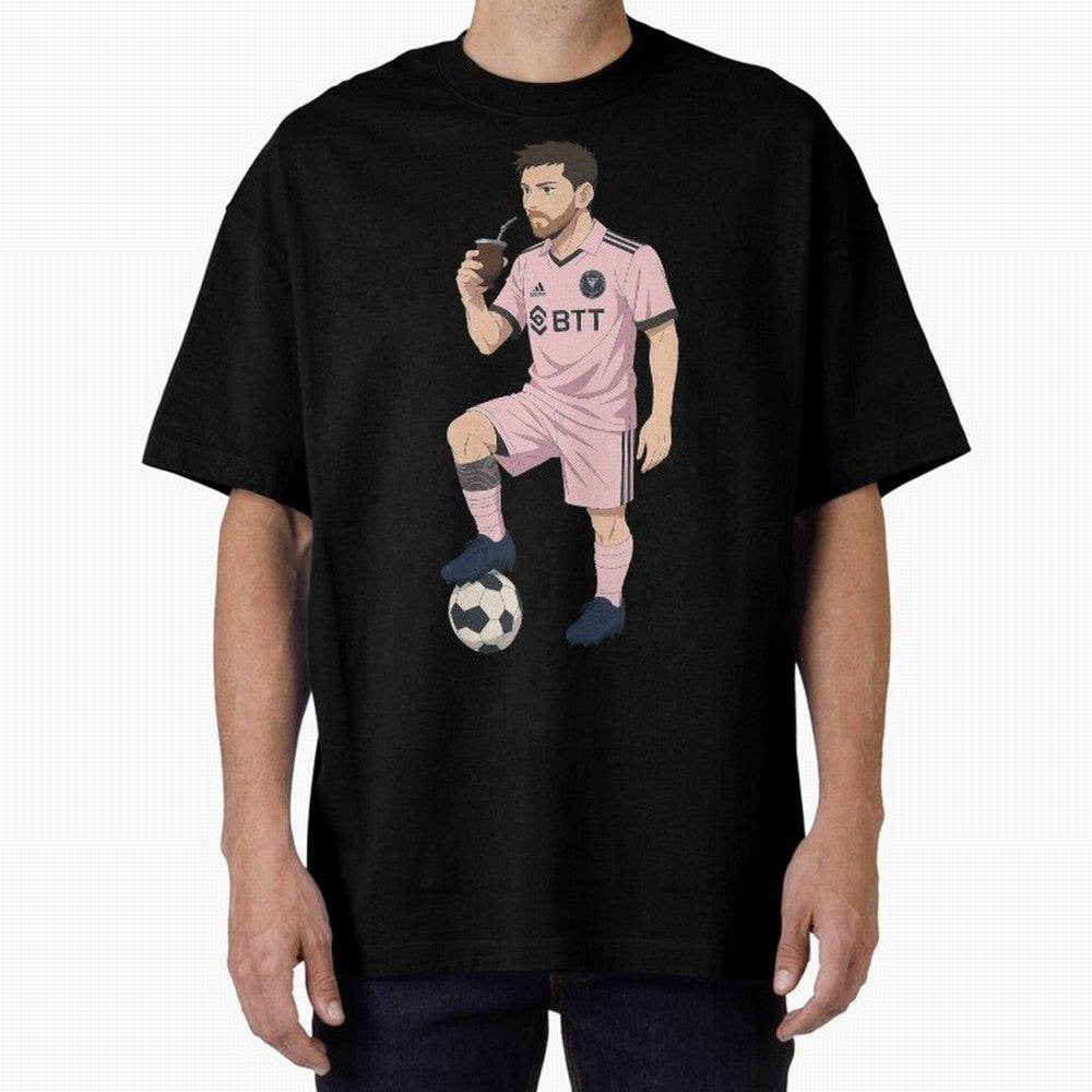 Lionel Messi Anime Style Drinking Mate - The Goat Inter Miami Classic T-Shirt Cheer through Every Moment of Global Football Passion for FIFA World Cup 2026, Driven by Mbappe, Brazil, Portugal and Argentina, Goal Celebration Energy, Supporter