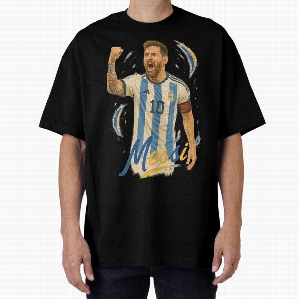 Lionel Messi Argentina Art ¨C Iconic World Cup Champion Tribute Design	 Oversized T-Shirt Feel International Energy from Match Day Hype around FIFA World Cup 2026 Group Stage, CR7 and Messi, Netherlands, Supporter Pride, Iconic Celebrations,