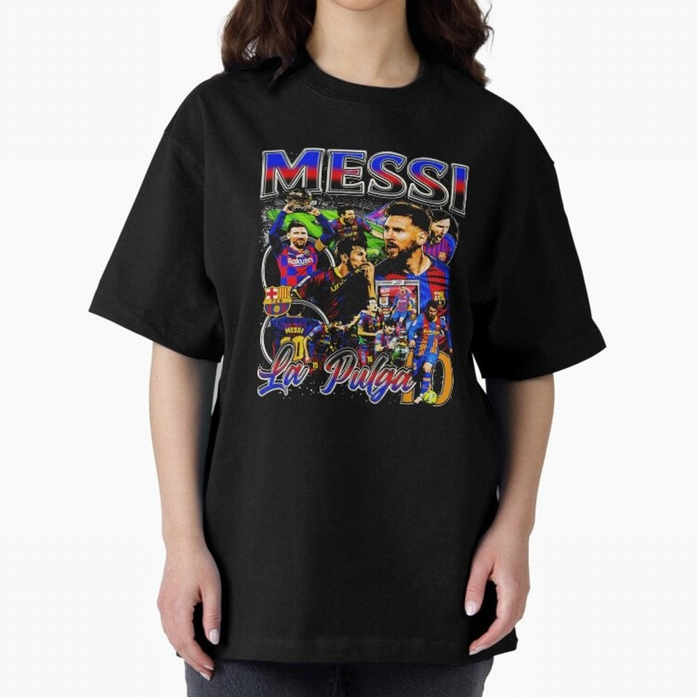 Lionel Messi La Pulga Oversized T-Shirt Join Supporters Worldwide for Global Football Passion for FIFA World Cup 2026 USA Canada Mexico, Celebrating Mbappe, England, Champion Mindset, Group Stage Buzz, Knockout Tension and Passionate Fan Culture;