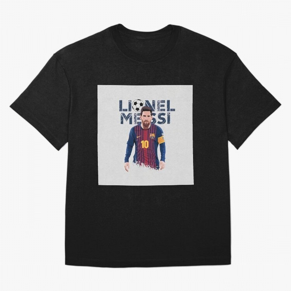Stylized Lionel Messi Barcelona Illustration ¨C Iconic Football Artwork Oversized T-Shirt Celebrate the Next Chapter of FIFA World Cup 2026 Spirit, Made for Brazil, Portugal and Argentina, Messi, Neymar and Mbappe, Football Passion, Legendary