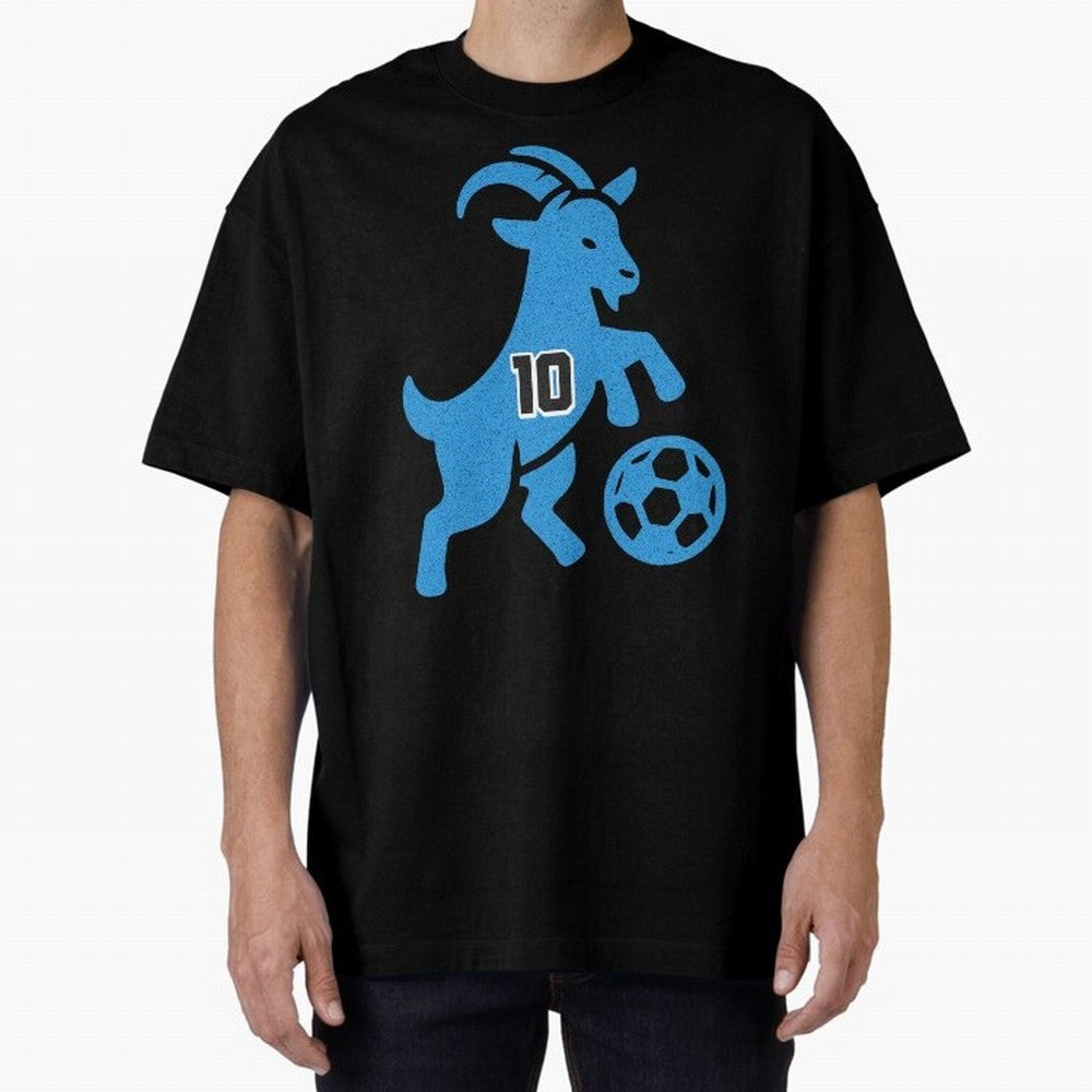 GOAT 10 Football Oversized T-Shirt Join the Countdown to FIFA World Cup 2026 USA Canada Mexico for Fans of Cristiano Ronaldo and Portugal, Spain and Germany, Bringing Sports Nostalgia, International Competition, Famous Players and Unforgettable