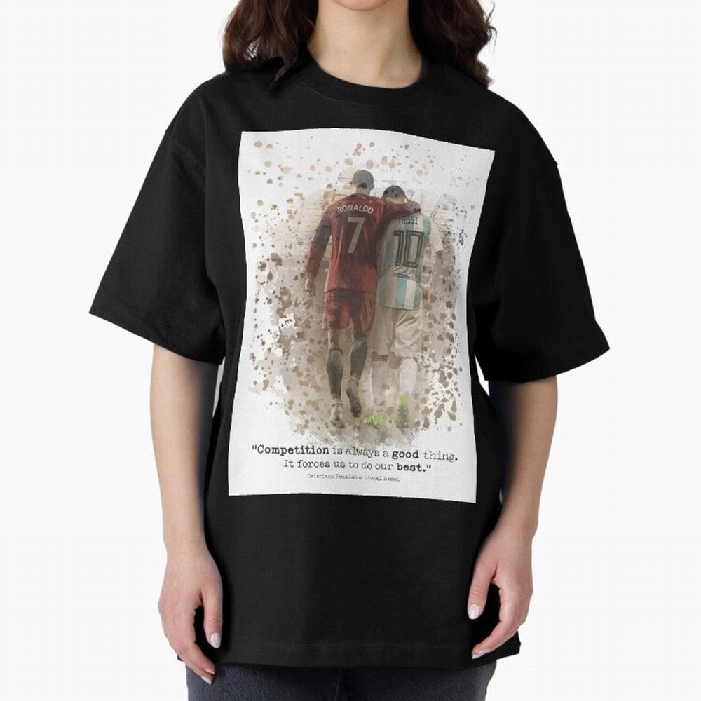Cristiano Ronaldo Messi Soccer Quote Poster Oversized T-Shirt Unlock the FIFA World Cup 2026 USA Canada Mexico Journey through Mbappe and Neymar Highlights, Brazil Pride, Game Day Rituals, Football Legends, Country Pride and the Road to the Final;