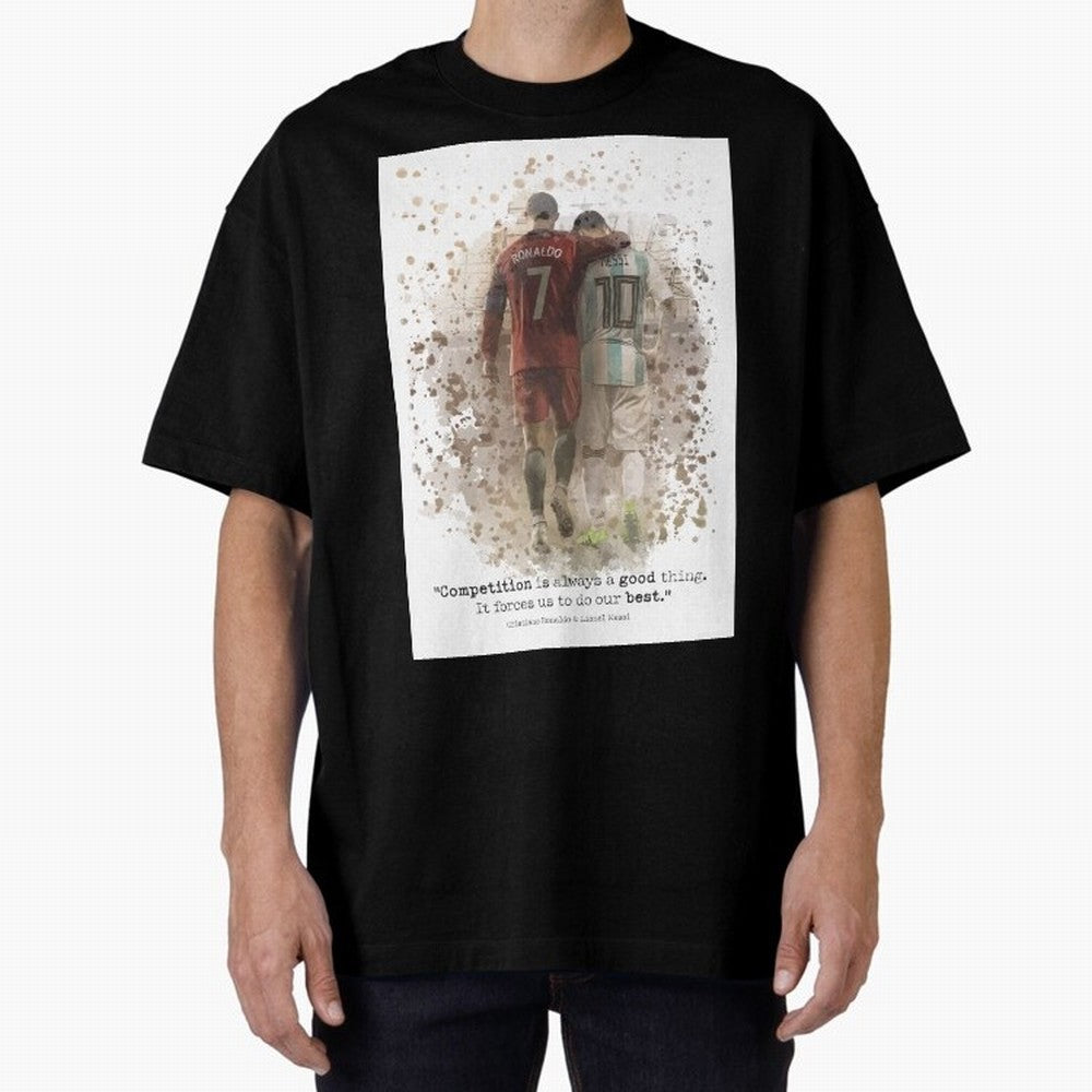 Cristiano Ronaldo Messi Soccer Quote Poster Oversized T-Shirt Unlock the FIFA World Cup 2026 USA Canada Mexico Journey through Mbappe and Neymar Highlights, Brazil Pride, Game Day Rituals, Football Legends, Country Pride and the Road to the Final;