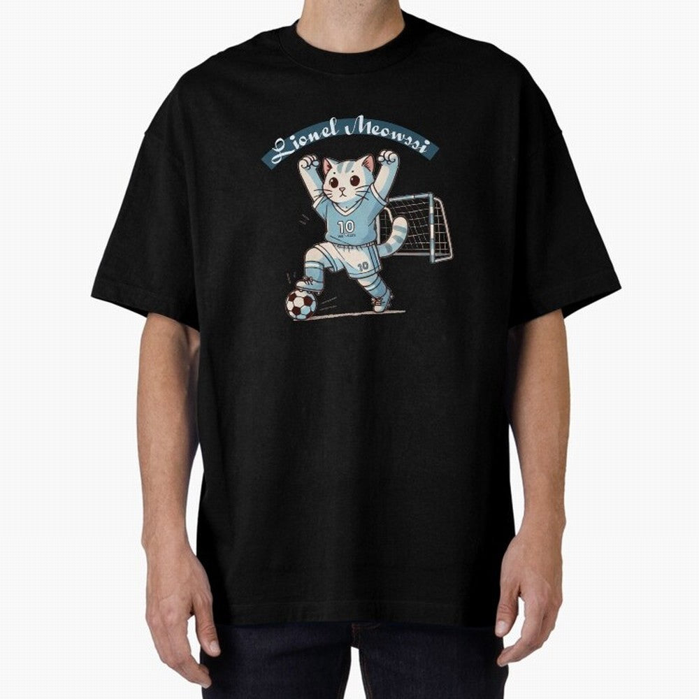 Lionel Meowssi Oversized T-Shirt Wear the Spirit of Match Day Hype around FIFA World Cup 2026 Group Stage, Messi and Cristiano Ronaldo, England, France and Netherlands, Game Day Rituals, Football Legends, Country Pride and the Road to the Final;