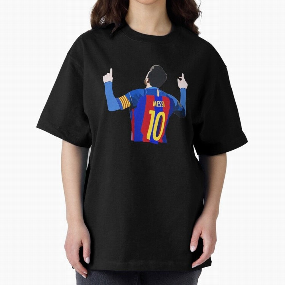 Lionel Messi vector art Oversized T-Shirt Feel the Trophy Chase of FIFA World Cup 2026 for Fans of CR7 and Messi and England, France and Netherlands, Bringing Tournament Hype, Historic Matchups, Family Viewing Parties and Global Sports Pride;