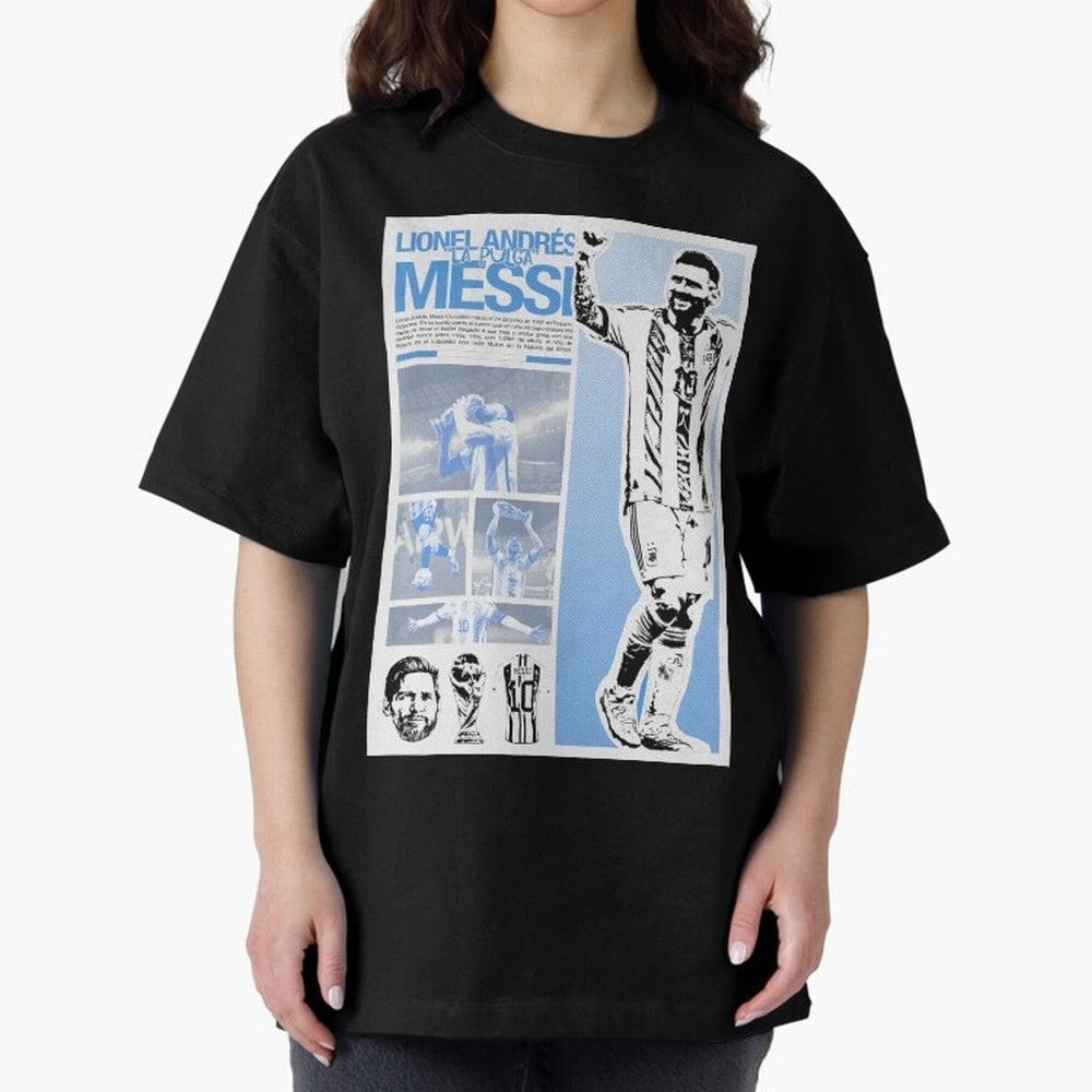 The Flea Lionel Messi Oversized T-Shirt Turn Football Passion into Global Football Passion for FIFA World Cup 2026 USA Canada Mexico, Highlighting Messi, CR7 and Mbappe, Brazil, Portugal and Argentina, Vintage Soccer Flavor, Modern Football Stars,