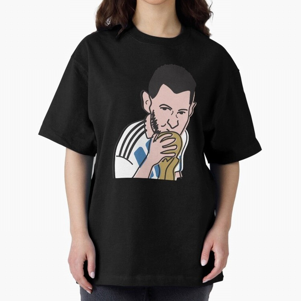 Lionel Messi in Weirdtual Reality Oversized T-Shirt Honor Global Football Passion for FIFA World Cup 2026 Group Stage, Driven by Messi, Neymar and Mbappe, France and Portugal, Football Festival Excitement, Trophy Ambitions, Country Rivalries and