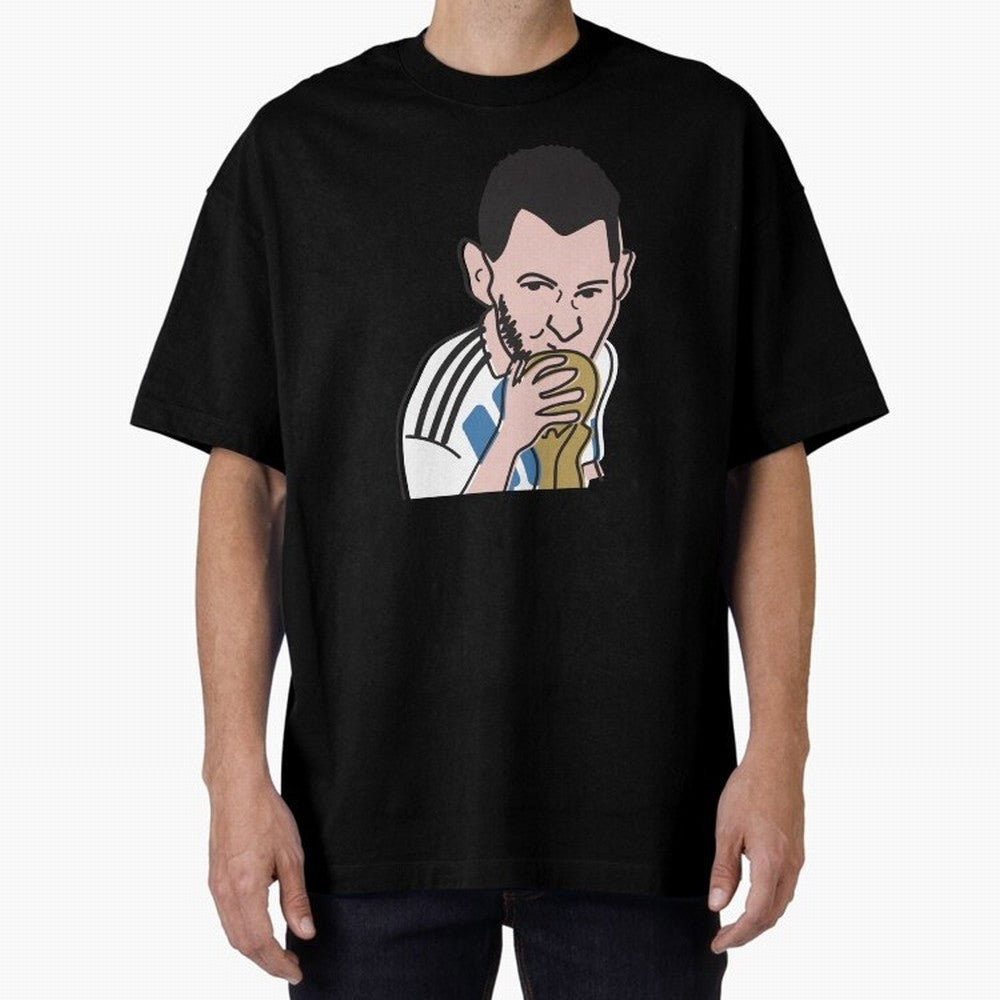Lionel Messi in Weirdtual Reality Oversized T-Shirt Honor Global Football Passion for FIFA World Cup 2026 Group Stage, Driven by Messi, Neymar and Mbappe, France and Portugal, Football Festival Excitement, Trophy Ambitions, Country Rivalries and