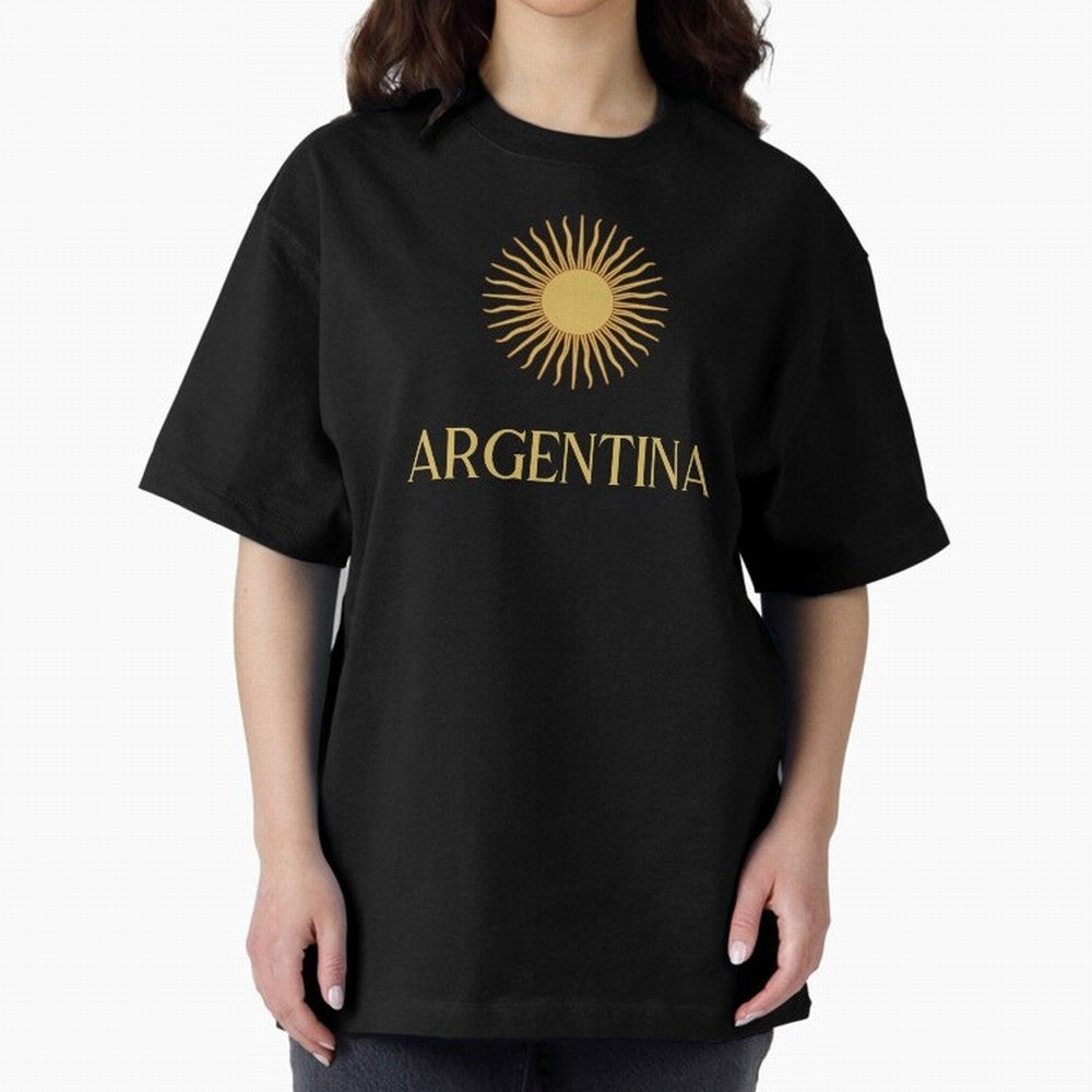 Argentina Gold Oversized T-Shirt Honor Champions and Dreams in Global Football Passion for FIFA World Cup 2026 Group Stage, with Messi, CR7 and Mbappe, Brazil, Portugal and Argentina, Match Day Excitement, Supporter Culture, Golden Goals and Global
