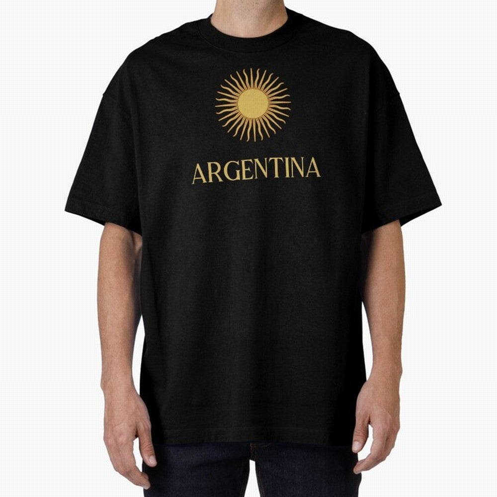 Argentina Gold Oversized T-Shirt Honor Champions and Dreams in Global Football Passion for FIFA World Cup 2026 Group Stage, with Messi, CR7 and Mbappe, Brazil, Portugal and Argentina, Match Day Excitement, Supporter Culture, Golden Goals and Global