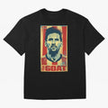Messi The GOAT Graphic poster design Premium T-Shirt Support Your Favorite Stars during FIFA World Cup 2026 Group Stage Highlighting Cristiano Ronaldo, Haaland and CR7, Brazil Energy, Game Day Rituals, Football Legends, Country Pride and the Road