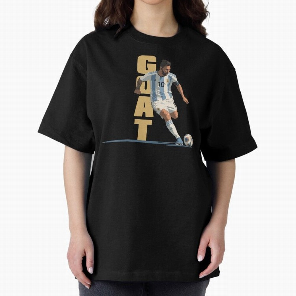 Messi in action GOAT Minimalist Graphic Premium T-Shirt Bring Trophy Dreams to Global Football Passion for FIFA World Cup 2026 Group Stage, Connected to Cristiano Ronaldo, Haaland and CR7, England, France and Netherlands, Stadium Memories, Football
