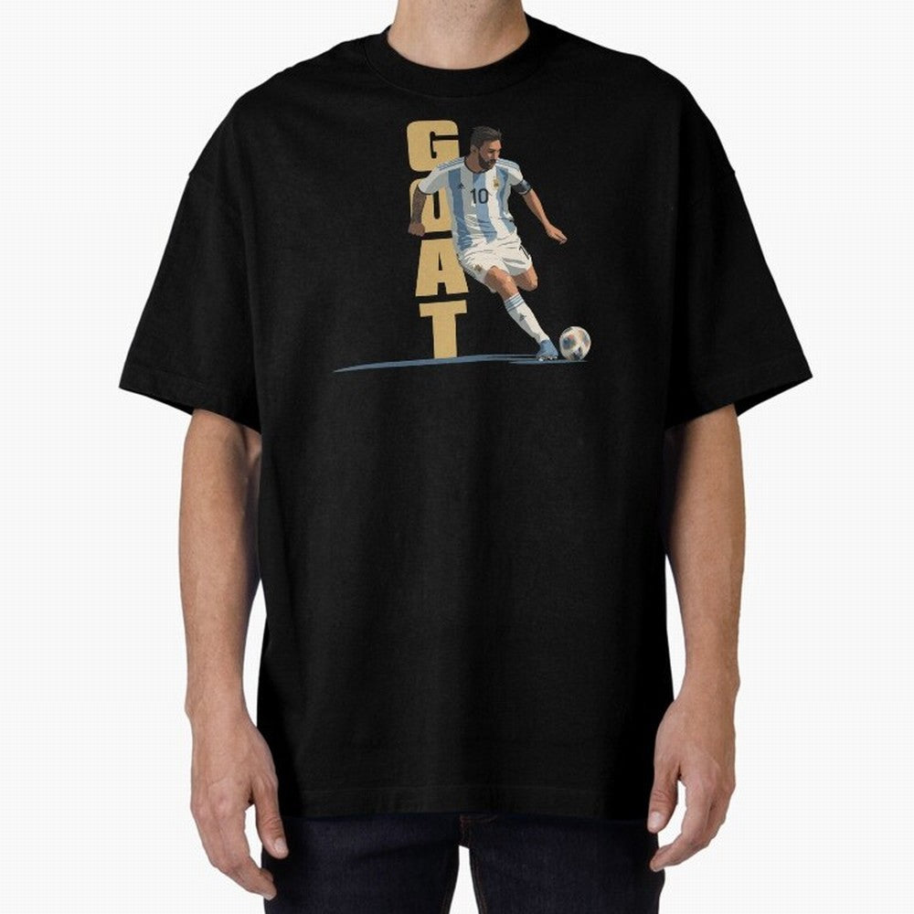 Messi in action GOAT Minimalist Graphic Premium T-Shirt Bring Trophy Dreams to Global Football Passion for FIFA World Cup 2026 Group Stage, Connected to Cristiano Ronaldo, Haaland and CR7, England, France and Netherlands, Stadium Memories, Football