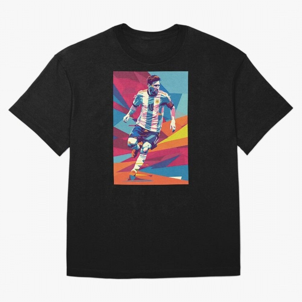 Messi in action Graphic poster design Premium T-Shirt Carry National Pride through FIFA World Cup 2026 USA Canada Mexico Spirit, Driven by Spain, Neymar, Haaland and Cristiano Ronaldo, Stadium Memories, Football Loyalty, International Chants and