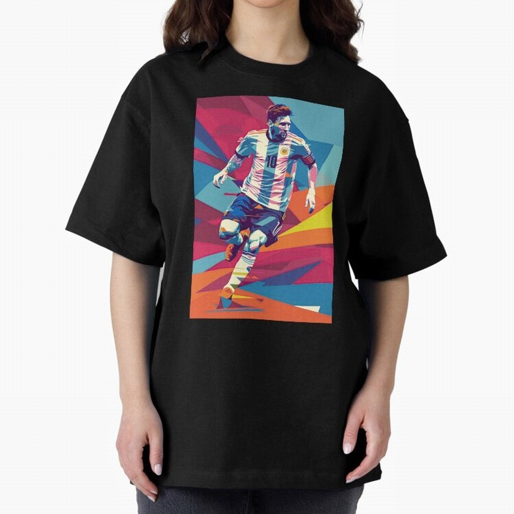 Messi in action Graphic poster design Premium T-Shirt Carry National Pride through FIFA World Cup 2026 USA Canada Mexico Spirit, Driven by Spain, Neymar, Haaland and Cristiano Ronaldo, Stadium Memories, Football Loyalty, International Chants and