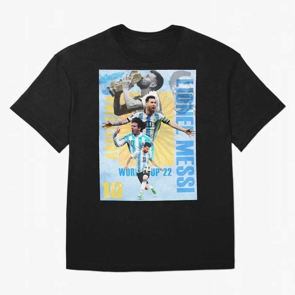 Lionel Messi Argentina World Cup Victory Poster - 2022 Soccer Champion Wall Art Premium T-Shirt Celebrate Supporters United by FIFA World Cup 2026 Made for Messi, England, France and Netherlands Energy, Vintage Soccer Flavor, Modern Football Stars,