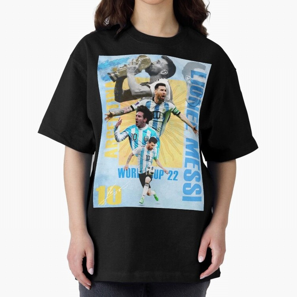 Lionel Messi Argentina World Cup Victory Poster - 2022 Soccer Champion Wall Art Premium T-Shirt Celebrate Supporters United by FIFA World Cup 2026 Made for Messi, England, France and Netherlands Energy, Vintage Soccer Flavor, Modern Football Stars,
