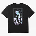 Lionel Messi Holographic Style Portrait art illustration Premium T-Shirt Feel International Energy from Match Day Hype around FIFA World Cup 2026 USA Canada Mexico, CR7, Portugal, Spain and Germany, Game Day Rituals, Football Legends, Country Pride