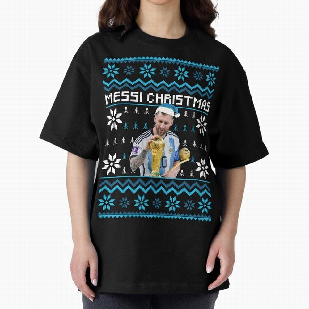 Leo Messi Christmas Ugly Sweater Design Classic T-Shirt Turn Every Weekend Toward FIFA World Cup 2026 Spirit, Capturing France and Portugal, Haaland, Soccer Culture, Superstar Moments, National Team Dreams and Competitive Fire; Made for Die Hard