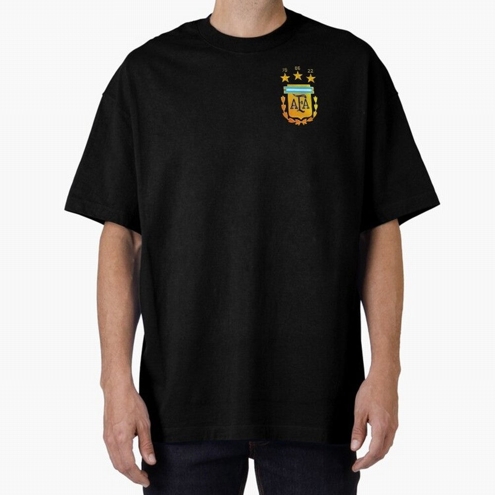 AFA ARGENTINA CHAMPION QATAR 2022 3 STARS Oversized T-Shirt Support the FIFA World Cup 2026 Journey through Messi and Cristiano Ronaldo Highlights, Argentina, France and Brazil Pride, Vintage Soccer Flavor, Modern Football Stars, National Flags and
