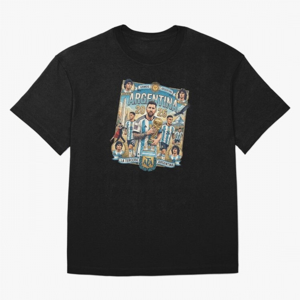 Argentina 2026 ¨C Copa Mundial Spirit Classic T-Shirt Celebrate the Magic of Global Football Passion for FIFA World Cup 2026 USA Canada Mexico, Centered on Mbappe and Neymar, England, France and Netherlands, Global Supporter Spirit, Legendary