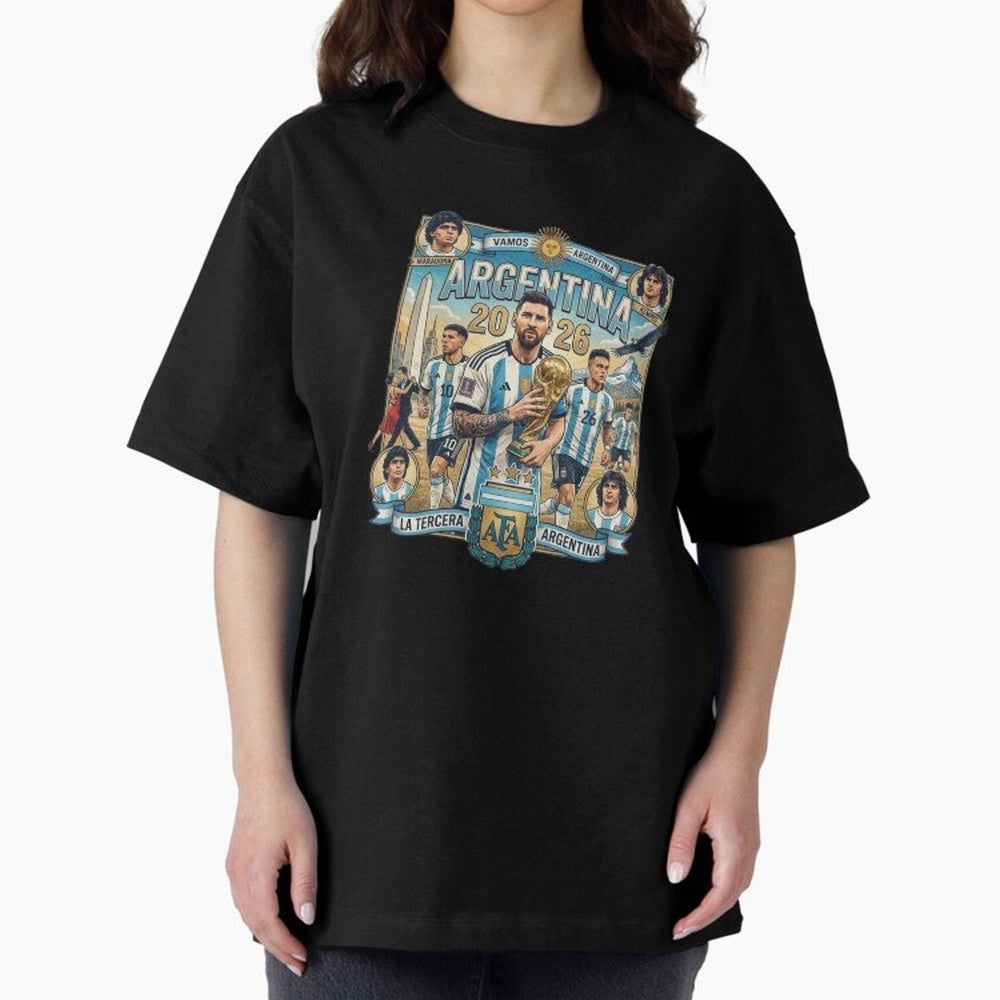 Argentina 2026 ¨C Copa Mundial Spirit Classic T-Shirt Celebrate the Magic of Global Football Passion for FIFA World Cup 2026 USA Canada Mexico, Centered on Mbappe and Neymar, England, France and Netherlands, Global Supporter Spirit, Legendary