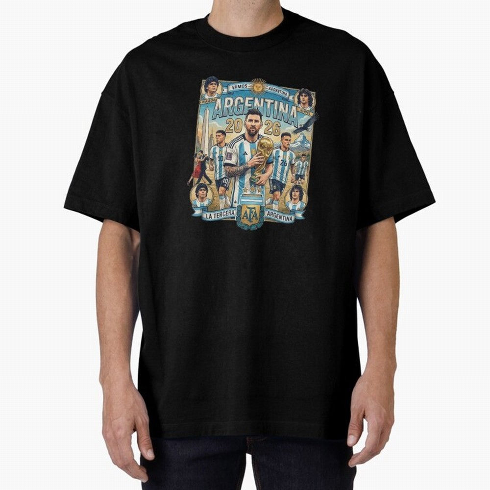 Argentina 2026 ¨C Copa Mundial Spirit Classic T-Shirt Celebrate the Magic of Global Football Passion for FIFA World Cup 2026 USA Canada Mexico, Centered on Mbappe and Neymar, England, France and Netherlands, Global Supporter Spirit, Legendary