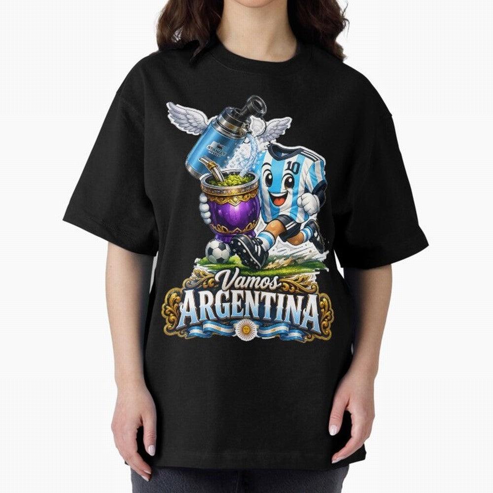 Cancha & Mate Dreams ¨C Argentina Football Heritage - Argentina Football Mate Mascot - Messi 10 Soccer Fan Art Classic T-Shirt Celebrate Global Passion for FIFA World Cup 2026 Built around CR7 and Messi, Spain Energy, Football Festival Excitement,