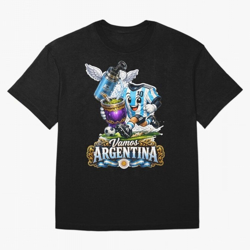 Cancha & Mate Dreams ¨C Argentina Football Heritage - Argentina Football Mate Mascot - Messi 10 Soccer Fan Art Classic T-Shirt Celebrate Global Passion for FIFA World Cup 2026 Built around CR7 and Messi, Spain Energy, Football Festival Excitement,
