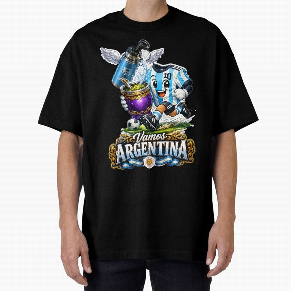 Cancha & Mate Dreams ¨C Argentina Football Heritage - Argentina Football Mate Mascot - Messi 10 Soccer Fan Art Classic T-Shirt Celebrate Global Passion for FIFA World Cup 2026 Built around CR7 and Messi, Spain Energy, Football Festival Excitement,