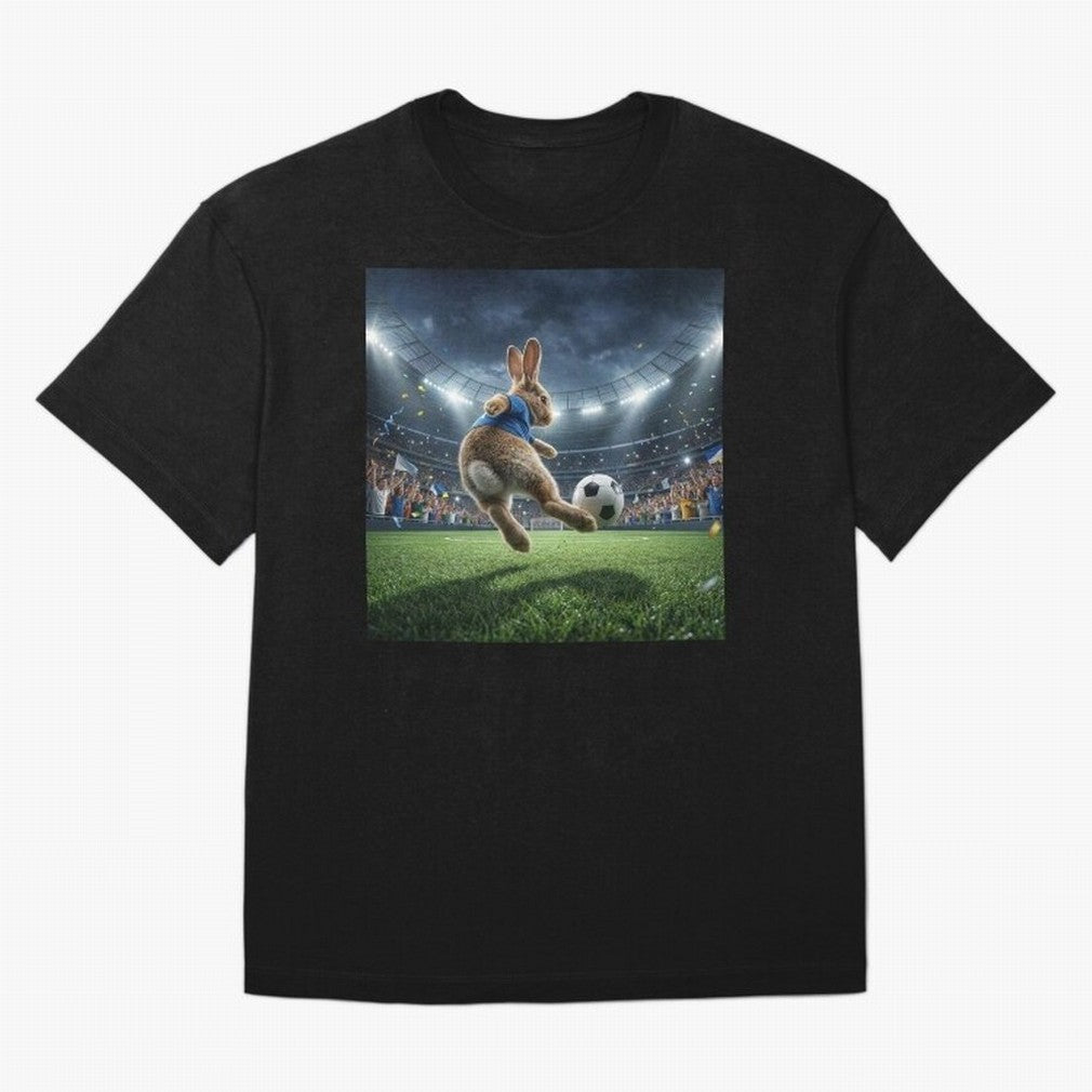Rabbit Is Veritable Messi on the Soccer Pitch Oversized T-Shirt Relive Global Football Passion for FIFA World Cup 2026 USA Canada Mexico, Centered on Neymar, Haaland and Cristiano Ronaldo, Argentina, France and Brazil, Retro Football Energy, Iconic