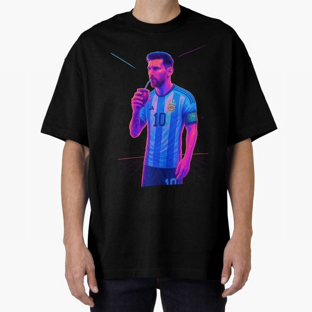 Messi The Goat Art Neon Synthwave Cyberpunk ¨C Retro Futuristic Classic T-Shirt Embrace the FIFA World Cup 2026 Group Stage Journey through Haaland Highlights, France Pride, Retro Football Energy, Iconic Rivalries, Trophy Chase Drama and Stadium