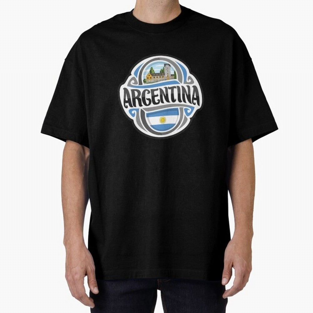 Decorative Argentina Logo Oversized T-Shirt Celebrate Football Heritage in FIFA World Cup 2026 Group Stage Inspired by Cristiano Ronaldo, Brazil, Portugal and Argentina Energy, Retro Football Energy, Iconic Rivalries, Trophy Chase Drama and Stadium