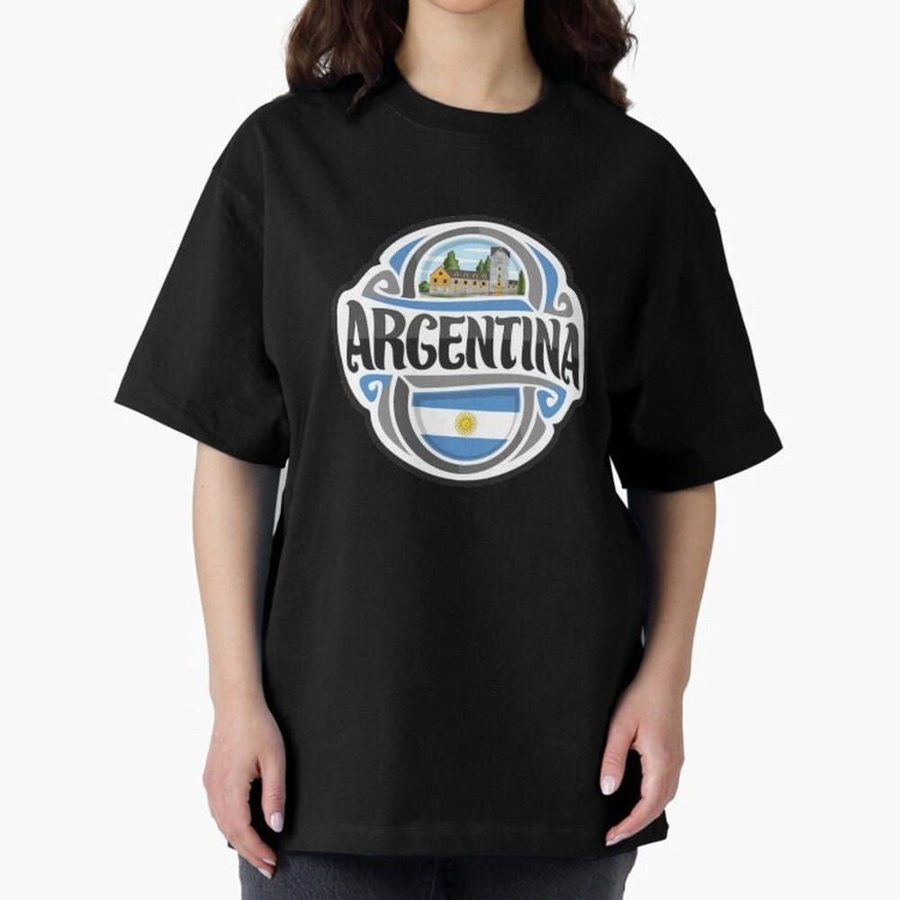Decorative Argentina Logo Oversized T-Shirt Celebrate Football Heritage in FIFA World Cup 2026 Group Stage Inspired by Cristiano Ronaldo, Brazil, Portugal and Argentina Energy, Retro Football Energy, Iconic Rivalries, Trophy Chase Drama and Stadium