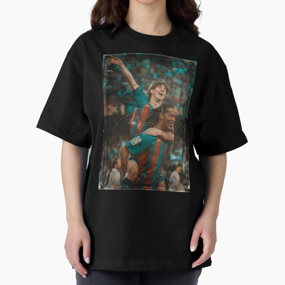 Messi and Ronaldinho Celebration Classic T-Shirt Bring Home Global Football Passion for FIFA World Cup 2026 USA Canada Mexico, Capturing Messi and Cristiano Ronaldo, Argentina and Brazil, Global Supporter Spirit, Legendary Goals, National Colors