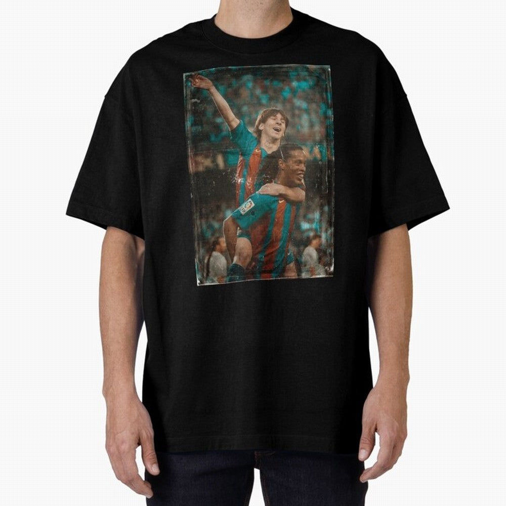 Messi and Ronaldinho Celebration Classic T-Shirt Bring Home Global Football Passion for FIFA World Cup 2026 USA Canada Mexico, Capturing Messi and Cristiano Ronaldo, Argentina and Brazil, Global Supporter Spirit, Legendary Goals, National Colors