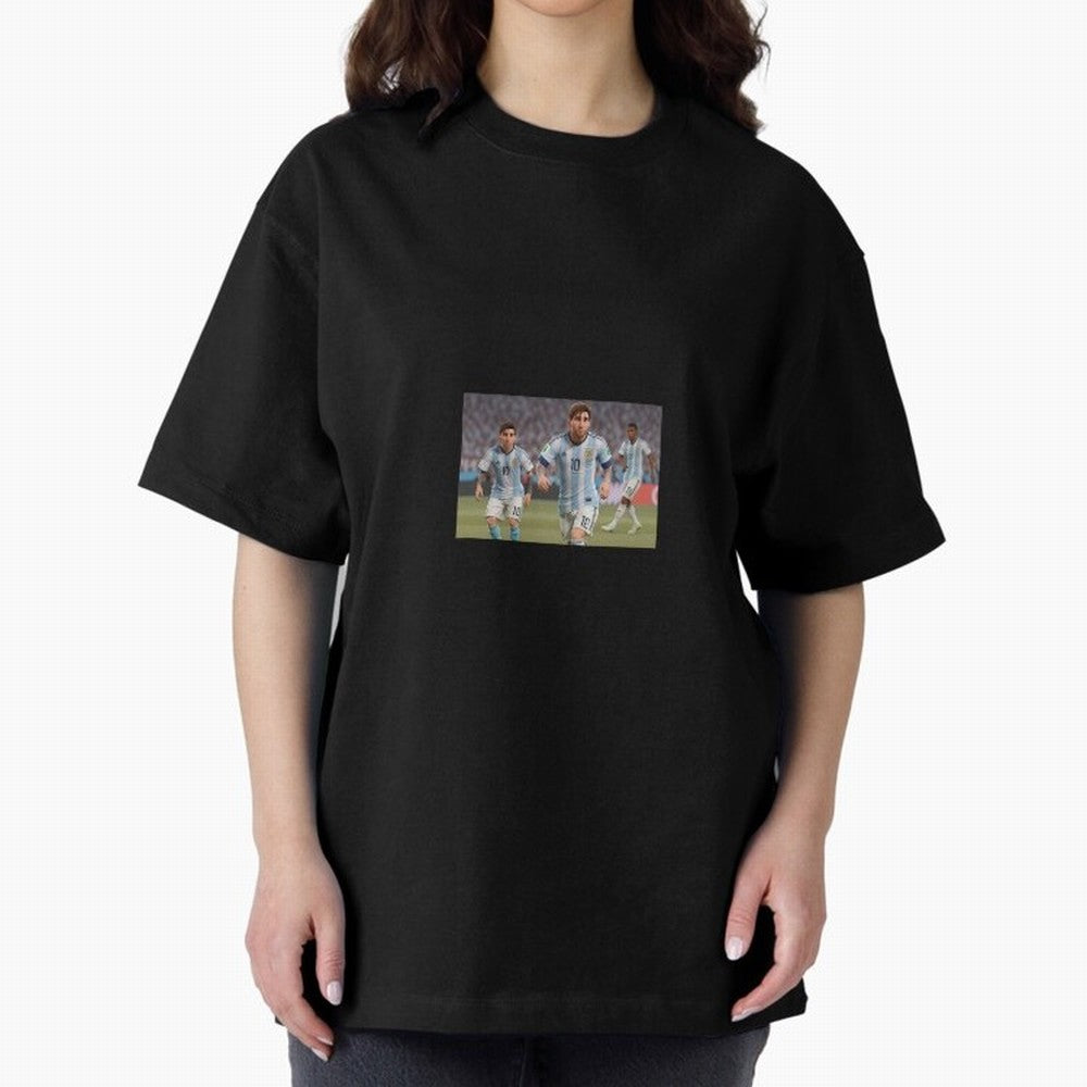 Messi Oversized T-Shirt Celebrate Supporters United by Match Day Hype around FIFA World Cup 2026, Messi, Neymar and Mbappe, Spain and Netherlands, Retro Football Energy, Iconic Rivalries, Trophy Chase Drama and Stadium Atmosphere; Ideal for Fans